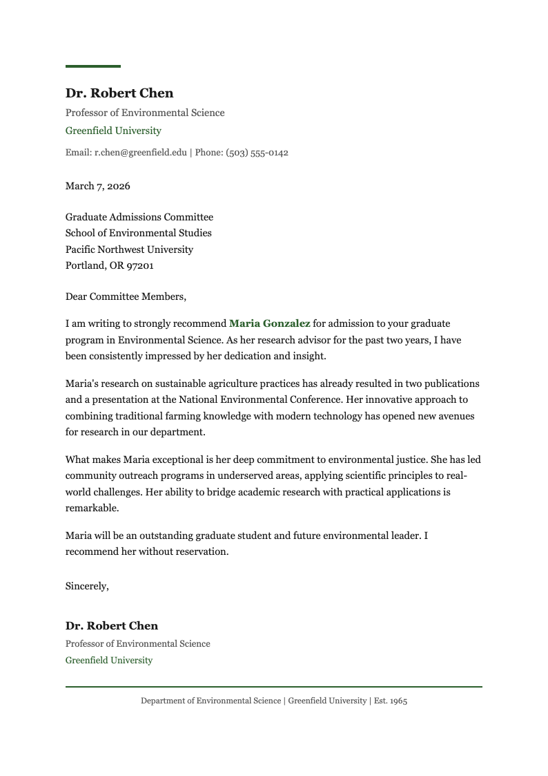 Forest green recommendation